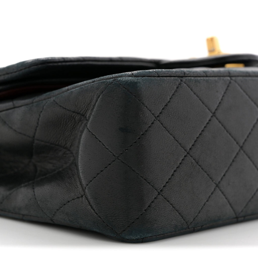 Lambskin Quilted Medium Double Flap Black At My store
