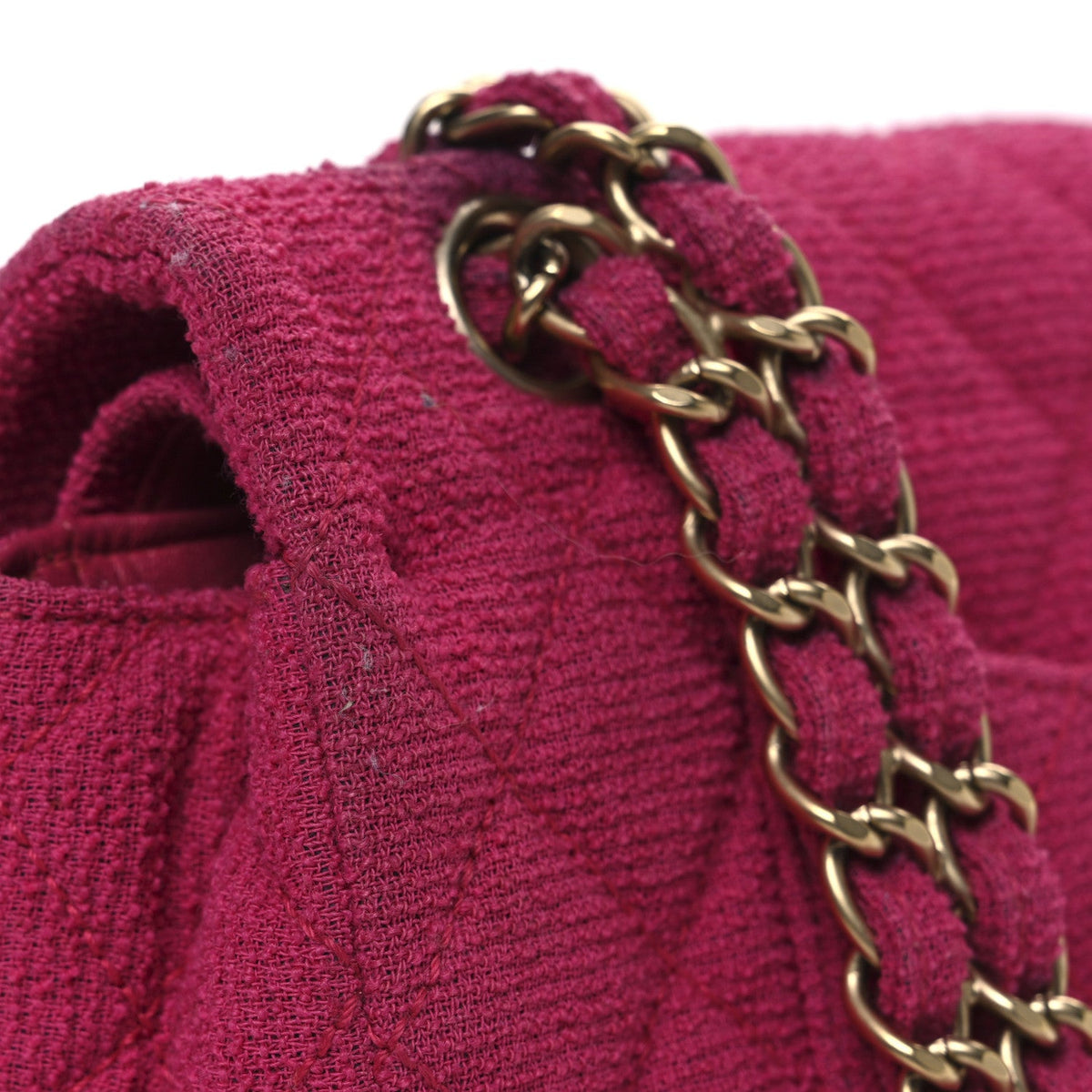 Tweed Quilted Medium Double Flap Fuchsia At My store