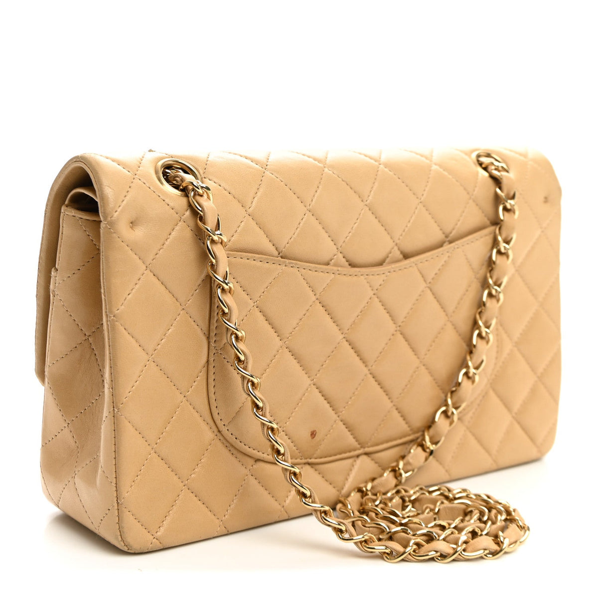 Lambskin Quilted Medium Double Flap Beige At My store