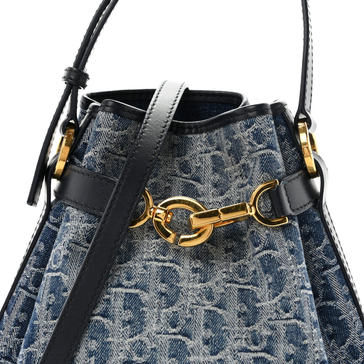 Denim Oblique Jacquard Medium C'est Chain Bucket Bag Denim Blue AT My store