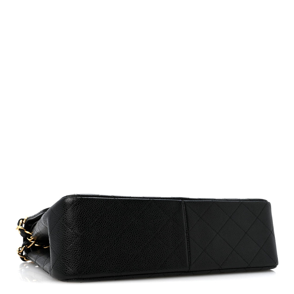 Caviar Quilted Jumbo Double Flap Black At My store