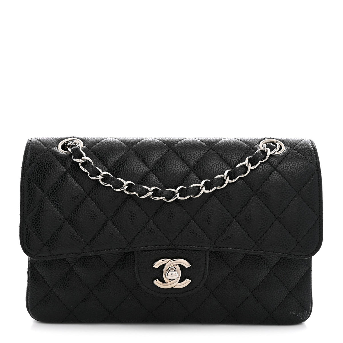 Caviar Quilted Small Double Flap Black At My store