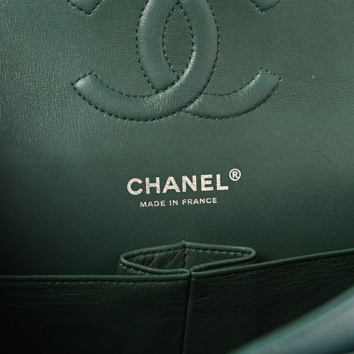 Caviar Quilted Medium Double Flap Green At My store