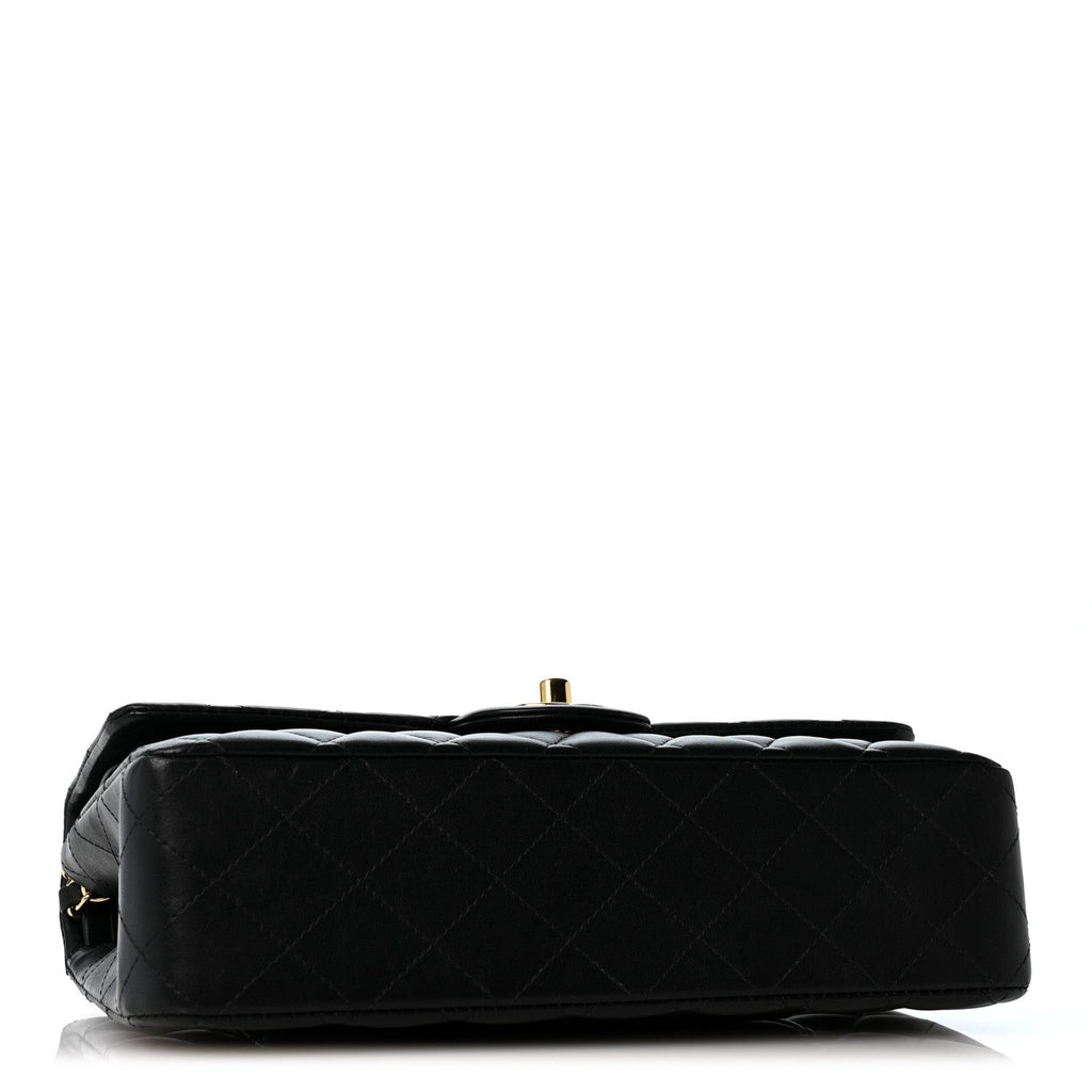 Lambskin Quilted Medium Double Flap Black At My store