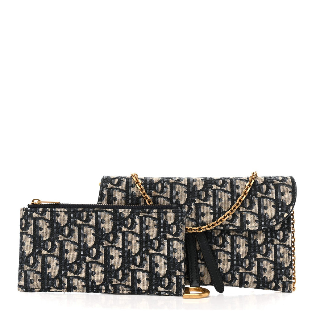 Oblique Saddle Chain Long Wallet Blue AT My store