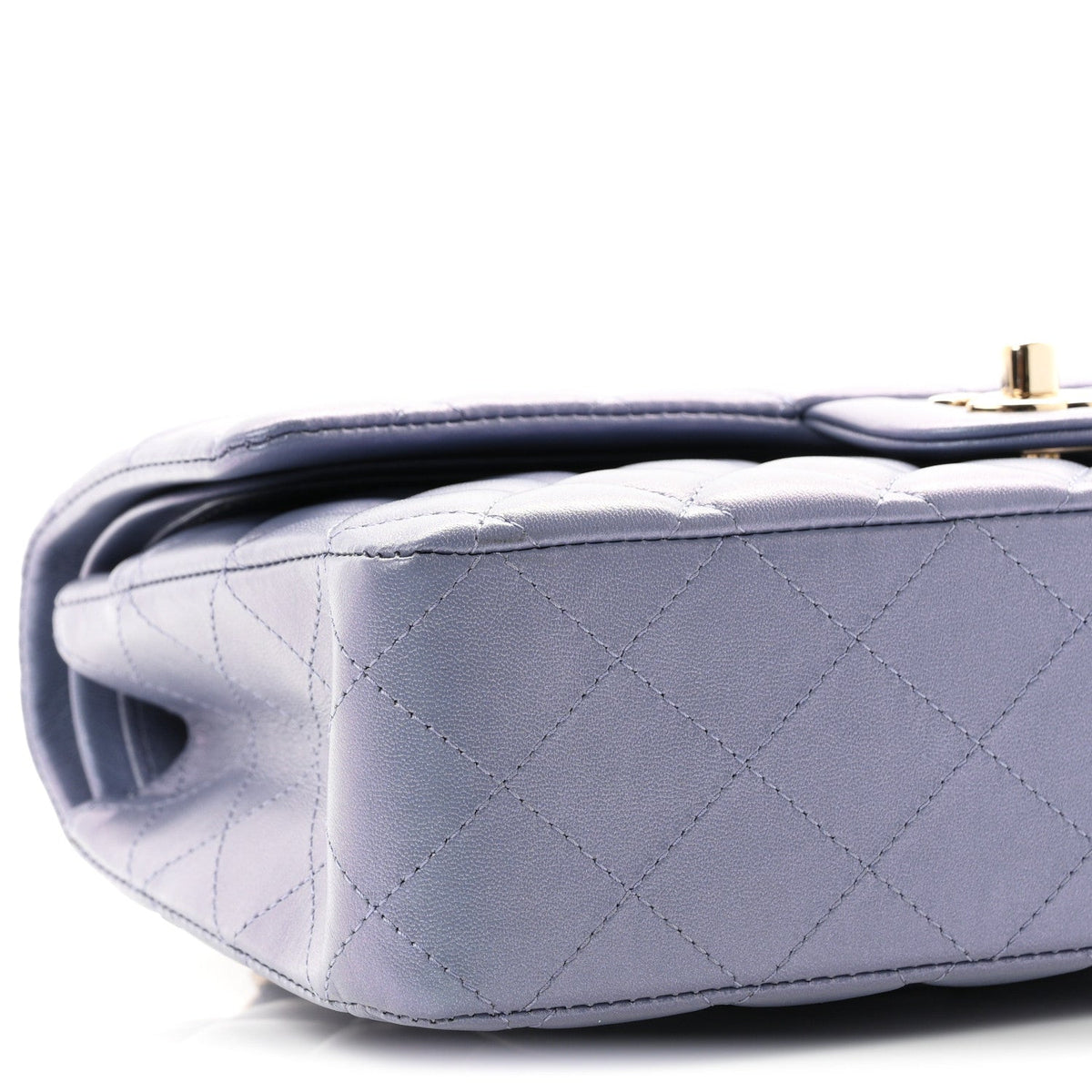 Iridescent Lambskin Quilted Medium Double Flap Light Purple At My store