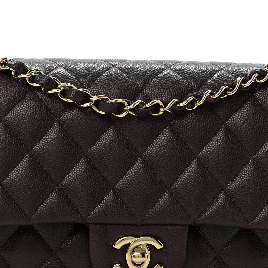 Caviar Quilted Medium Double Flap Dark Brown At My store