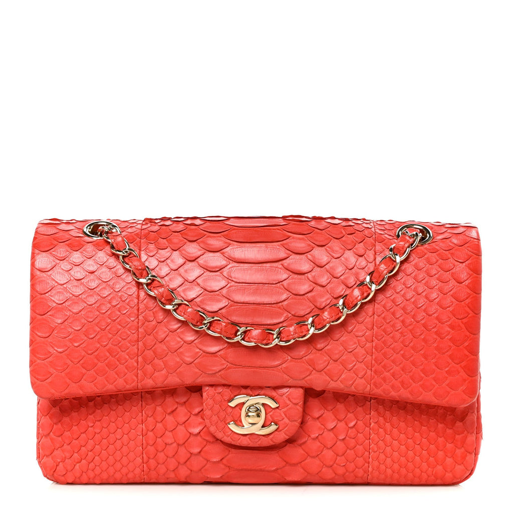 Snakeskin Medium Double Flap Red At My store