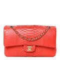 Snakeskin Medium Double Flap Red At My store