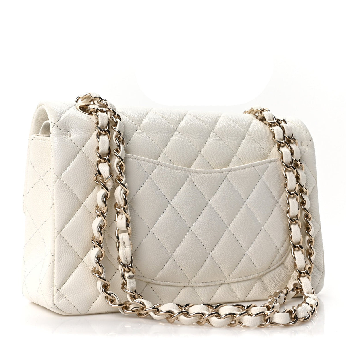 Caviar Quilted Small Double Flap White At My store
