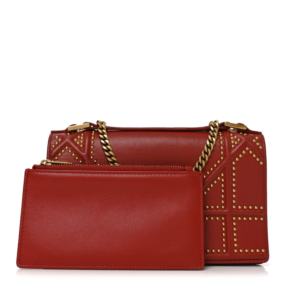 Calfskin Studded Diorama Flap Bag Red AT My store
