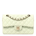 Caviar Quilted Small Double Flap Light Green At My store