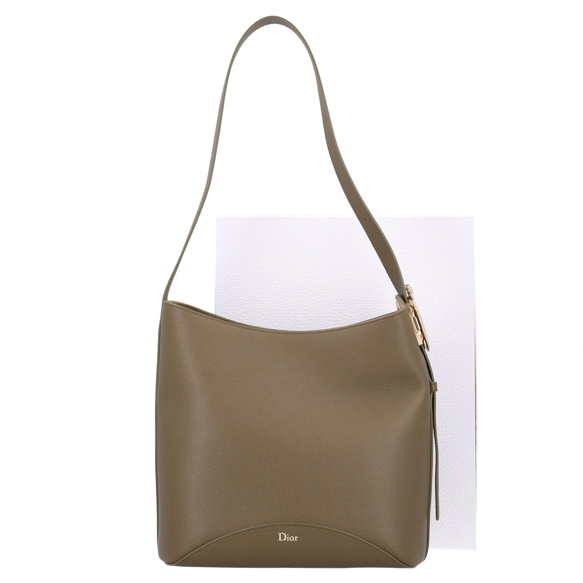 Grained Calfskin Medium Medaillon Bucket Bag Khaki AT My store