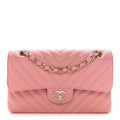 Caviar Chevron Quilted Small Double Flap Pink At My store