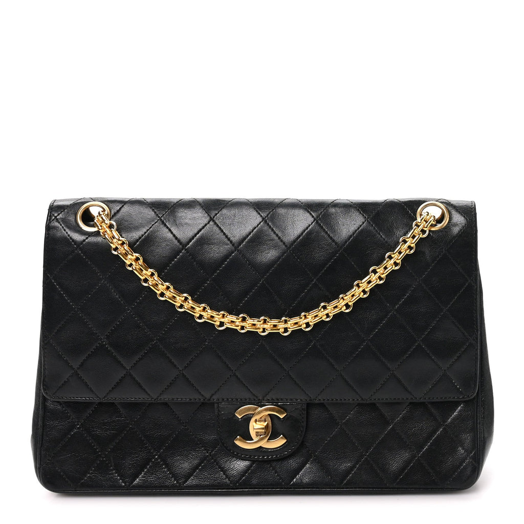 Lambskin Quilted Medium Double Flap Bijoux Chain Black At My store