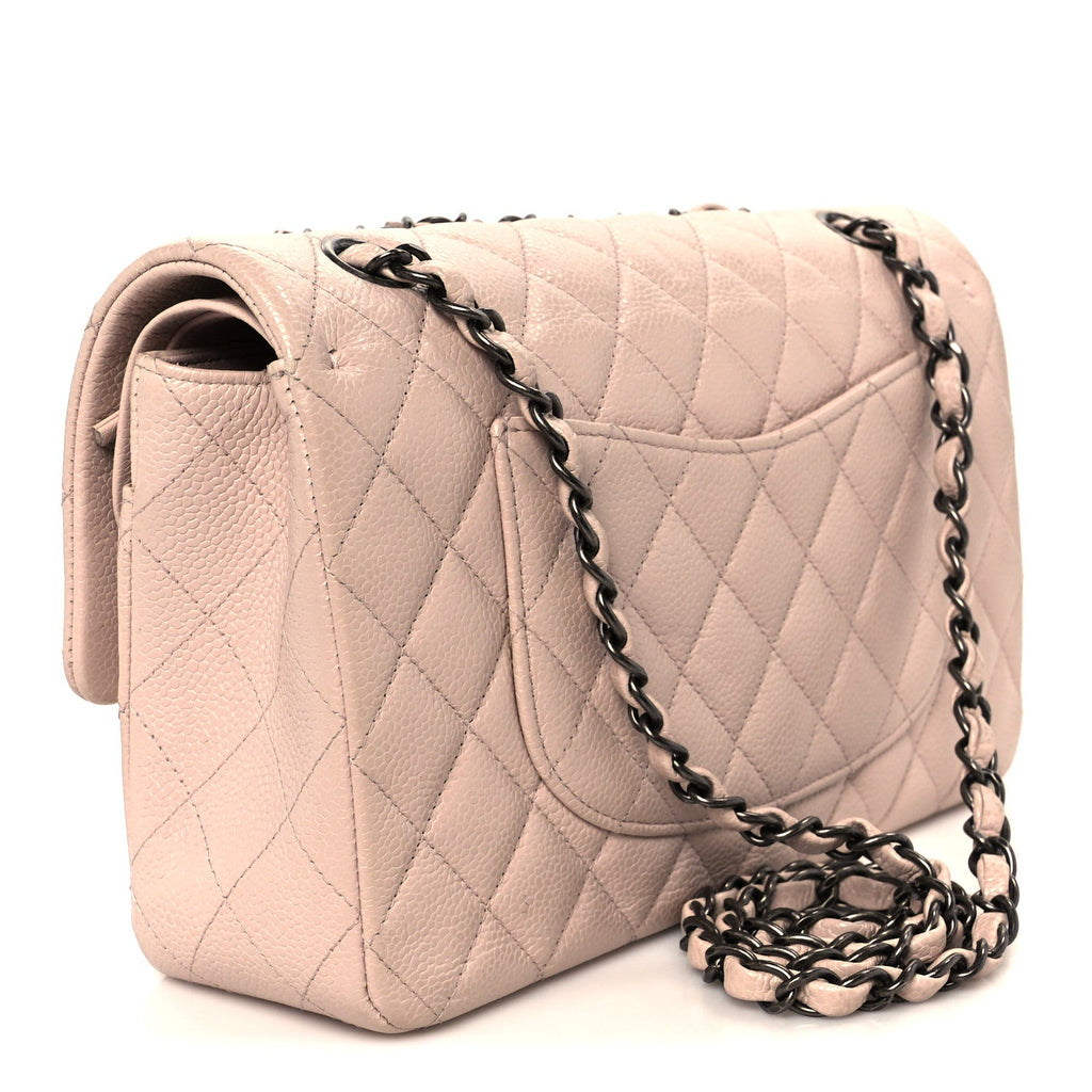 Caviar Quilted Medium Double Flap Light Pink At My store