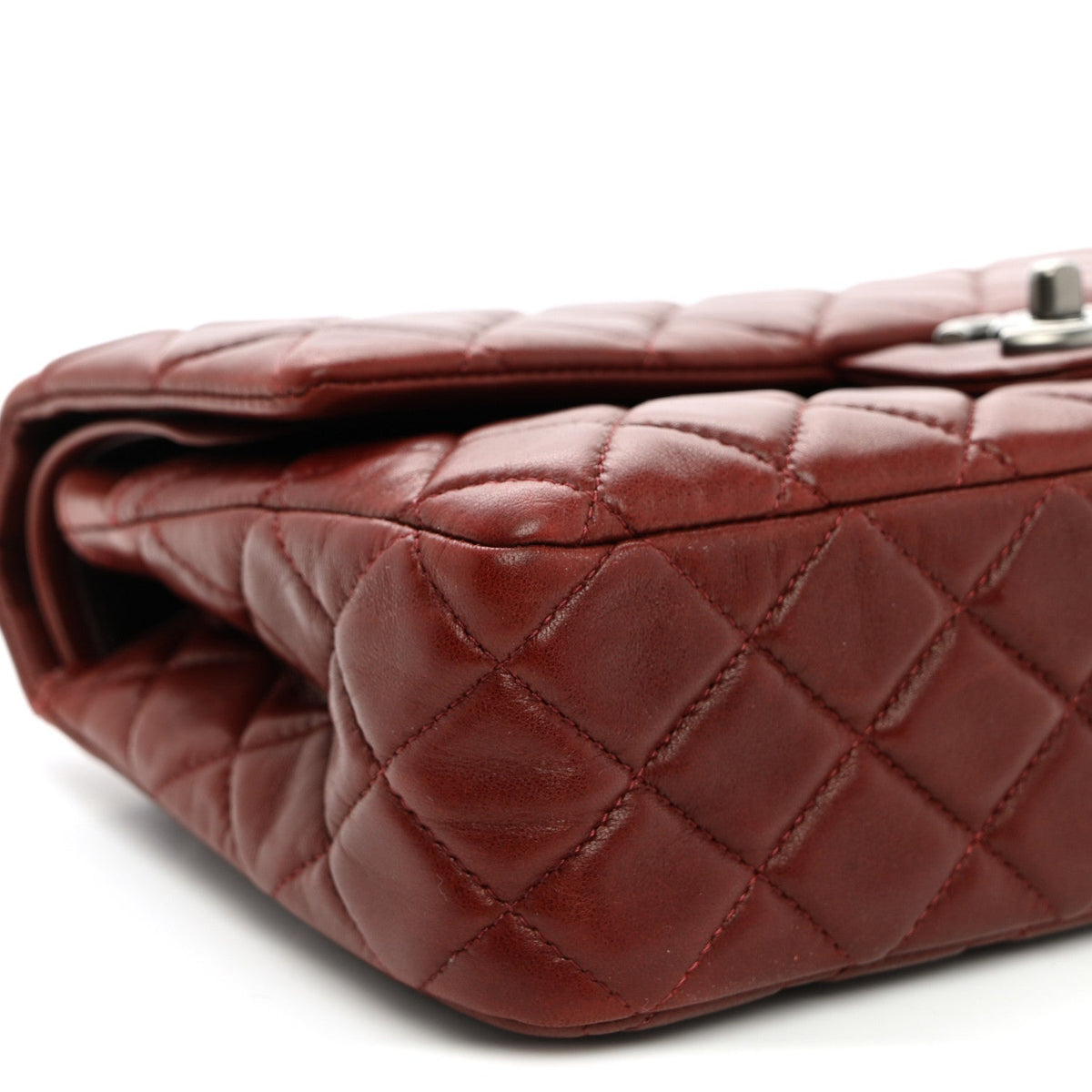 Lambskin Quilted Medium Double Flap Burgundy At My store