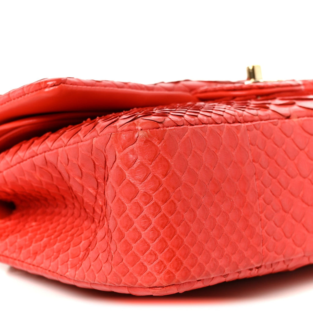 Snakeskin Medium Double Flap Red At My store