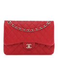 Caviar Quilted Jumbo Double Flap Red At My store