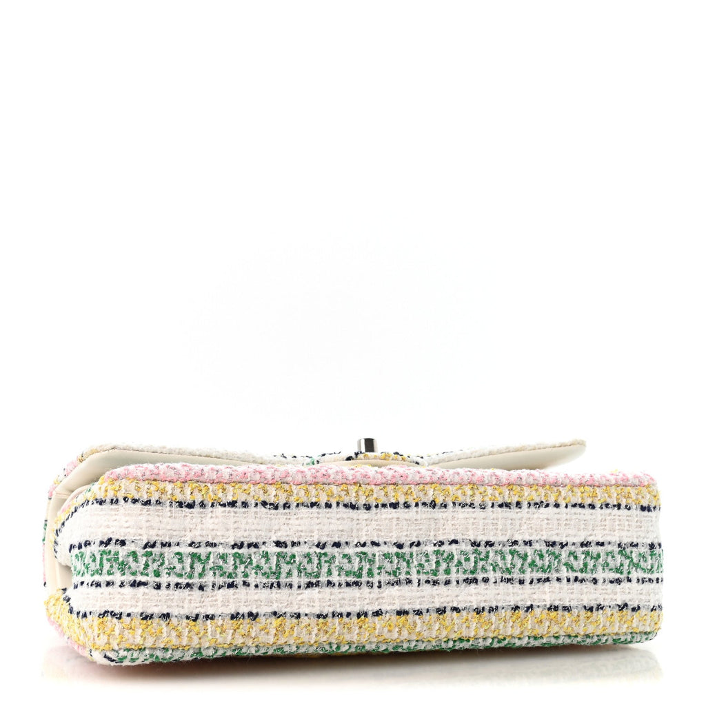 Tweed Quilted Medium Double Flap Yellow White Ochre At My store