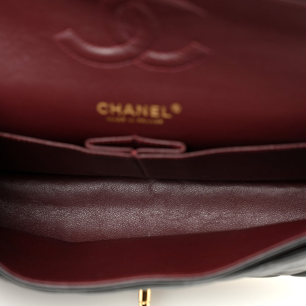 Lambskin Quilted Medium Double Flap Black At My store