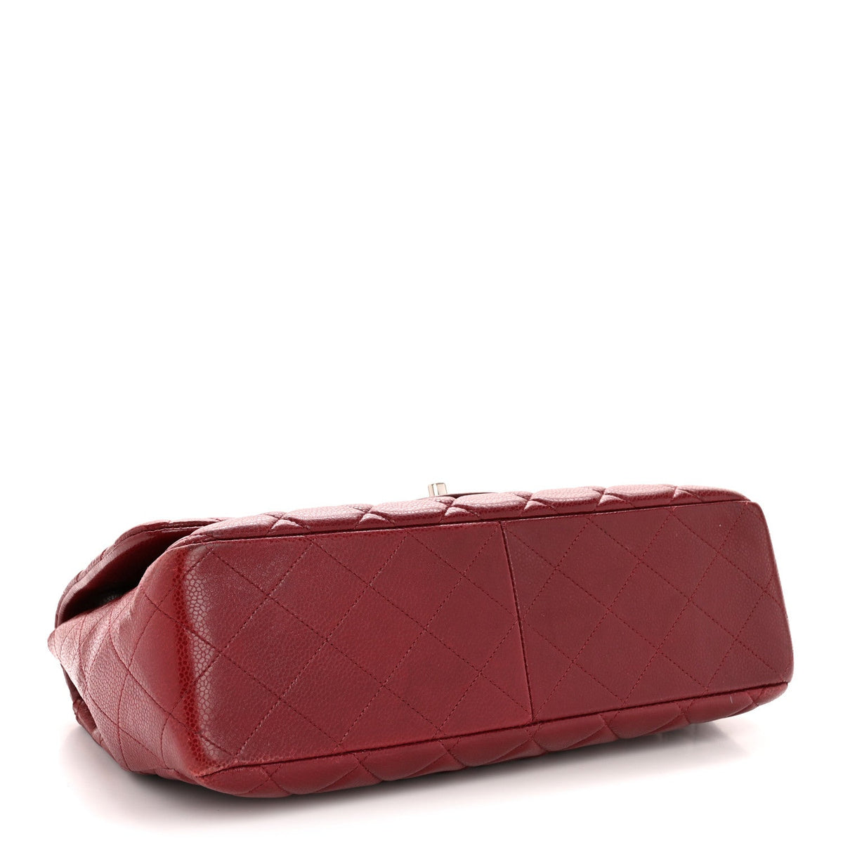 Caviar Quilted Jumbo Double Flap Dark Red At My store