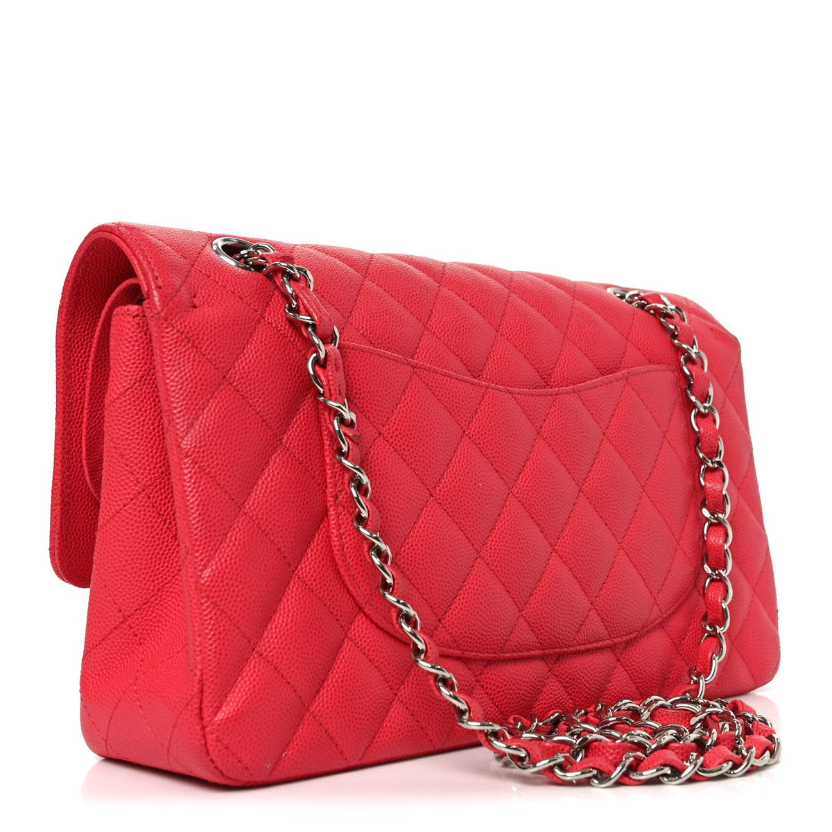 Caviar Quilted Medium Double Flap Dark Pink At My store