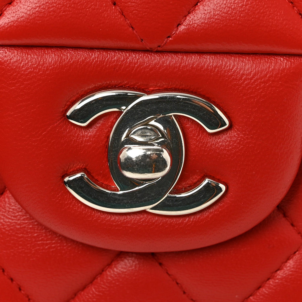 Lambskin Quilted Medium Double Flap Red At My store