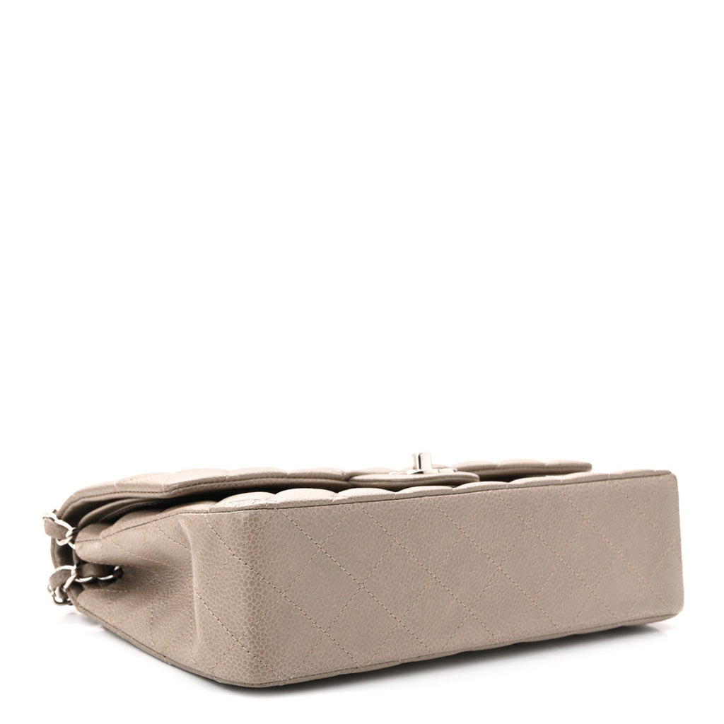 Caviar Quilted Medium Double Flap Taupe At My store