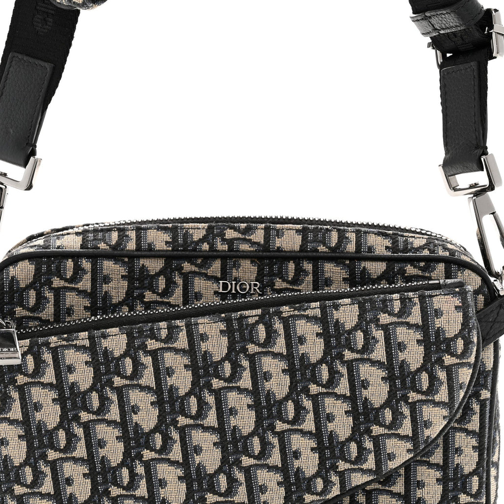 Oblique Saddle Triple Pouch Navy Blue AT My store
