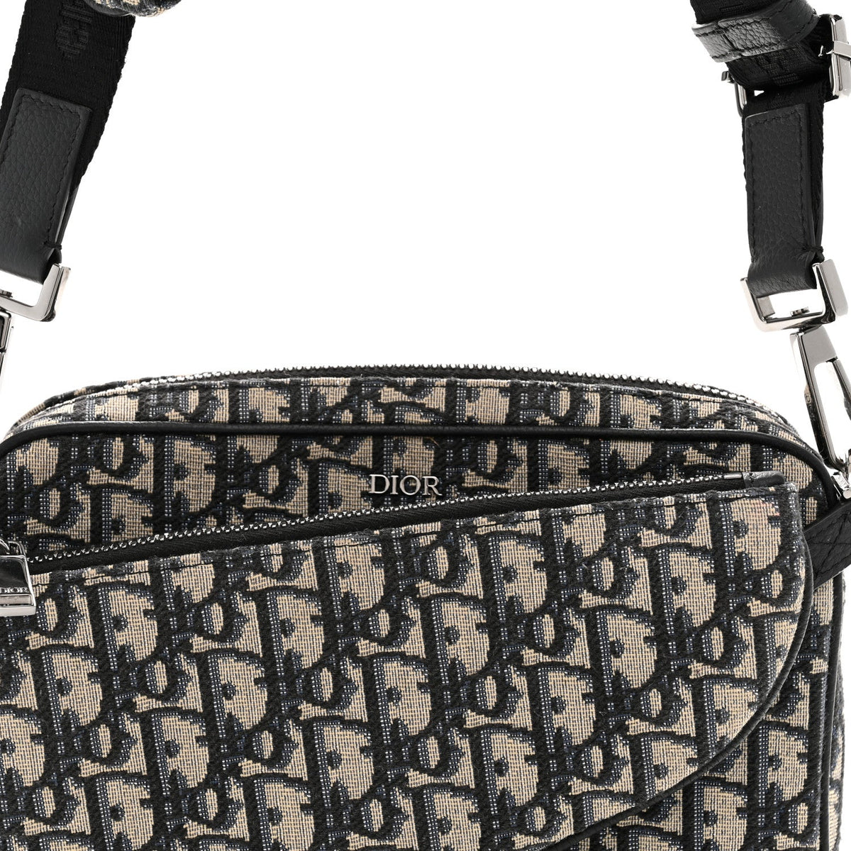 Oblique Saddle Triple Pouch Navy Blue AT My store