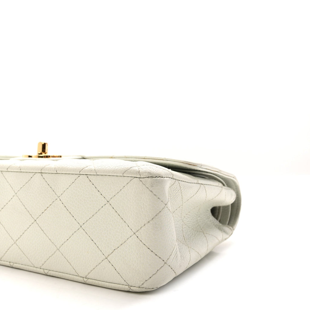 Caviar Quilted Medium Double Flap Light Blue At My store
