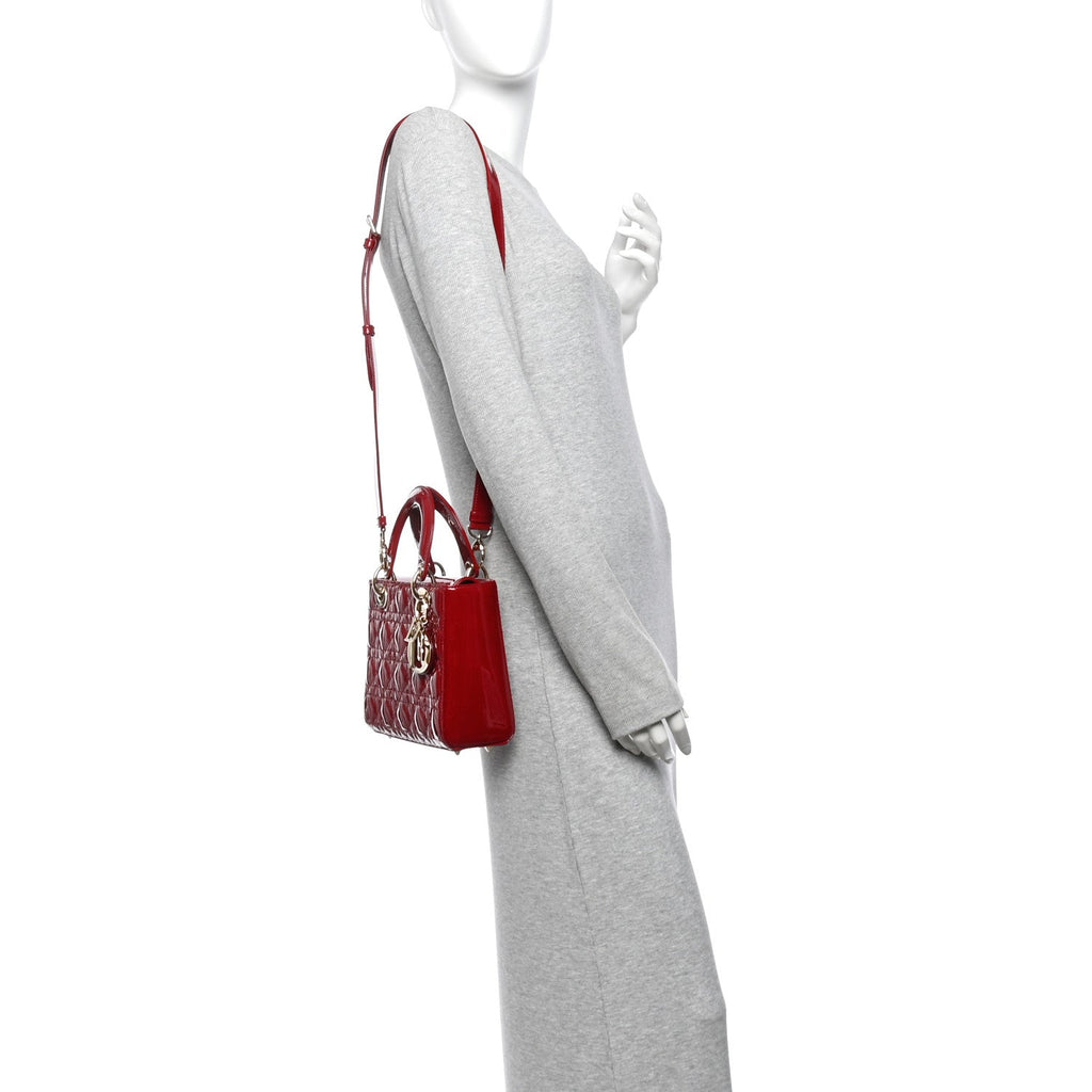 Patent Cannage Small Lady Dior Cherry Red AT My store