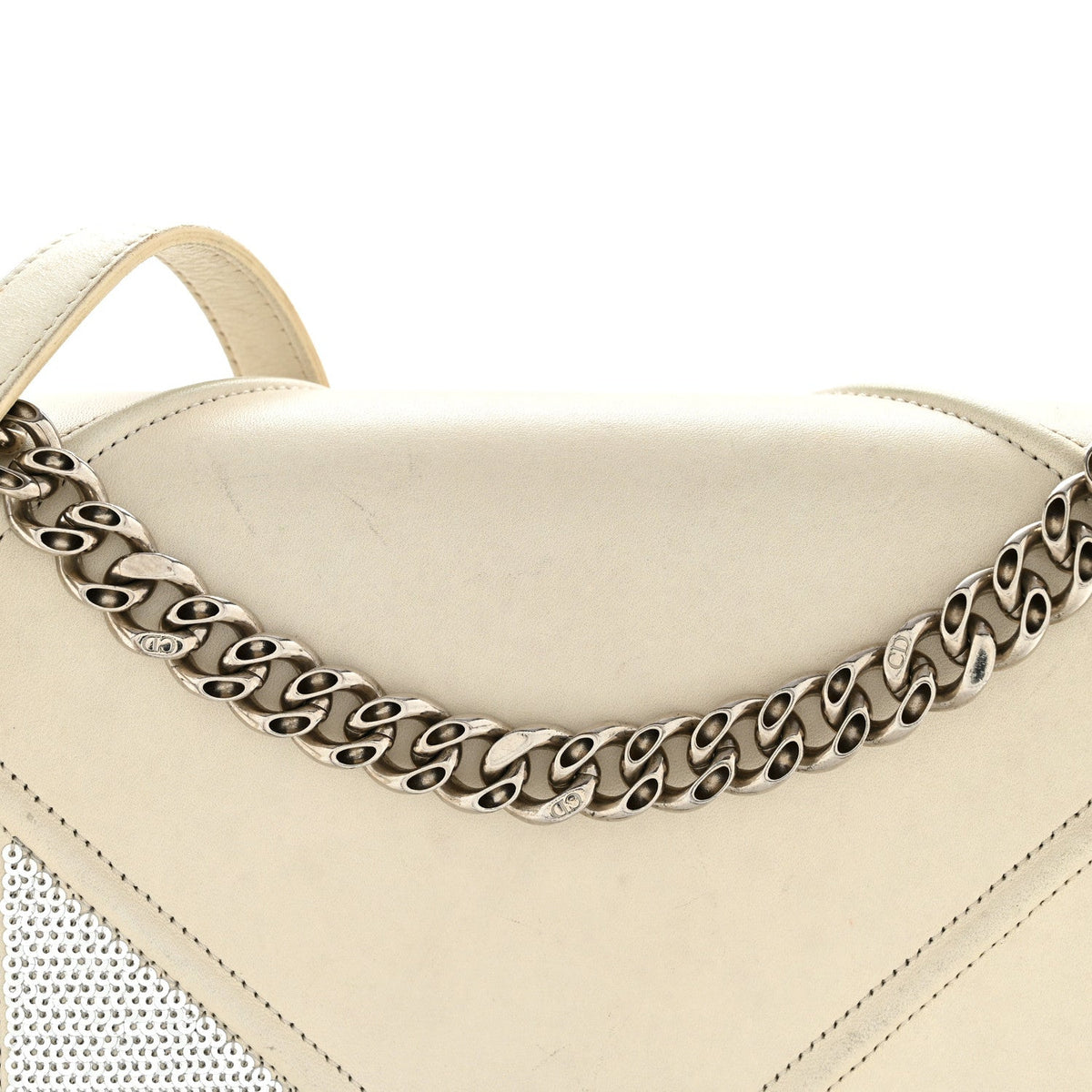 Lambskin Sequin Medium Diorama Flap Bag White AT My store