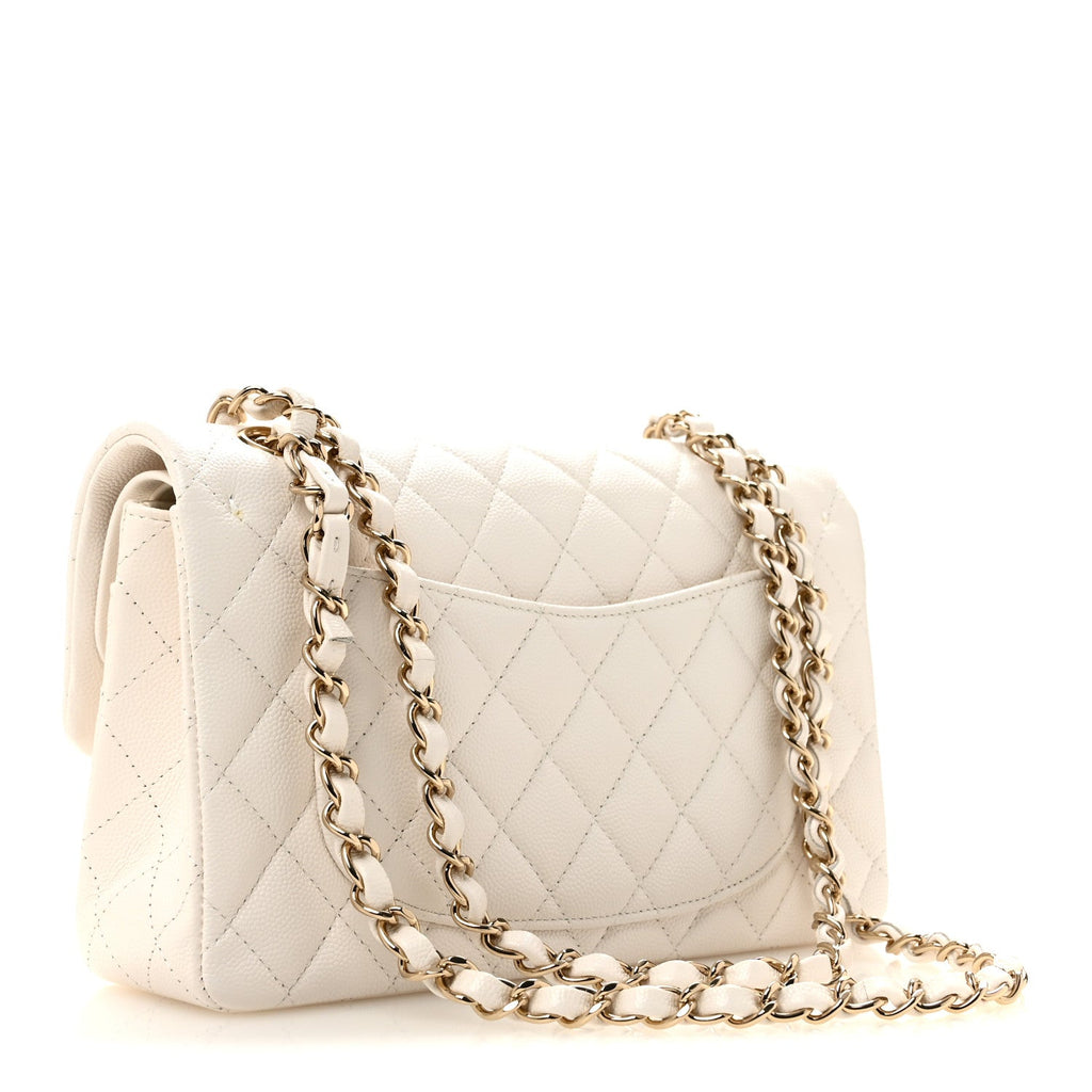 Caviar Quilted Small Double Flap White At My store