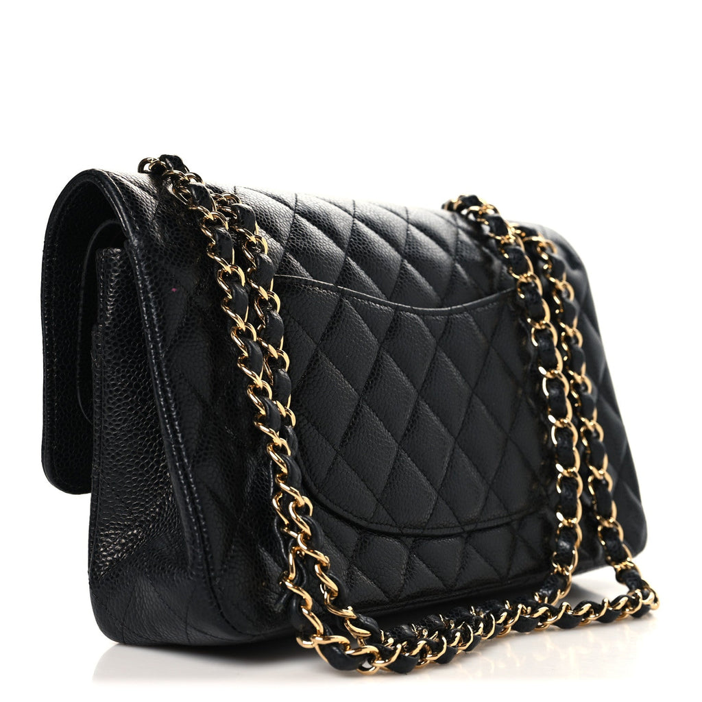 Caviar Quilted Medium Double Flap Black At My store