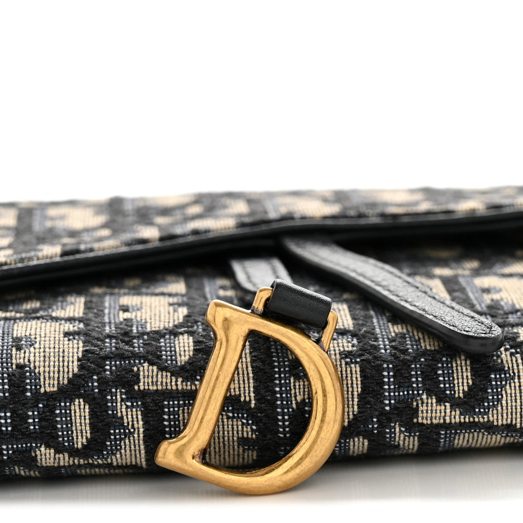 Oblique Saddle Chain Long Wallet Blue AT My store