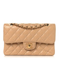 Caviar Quilted Small Double Flap Beige At My store