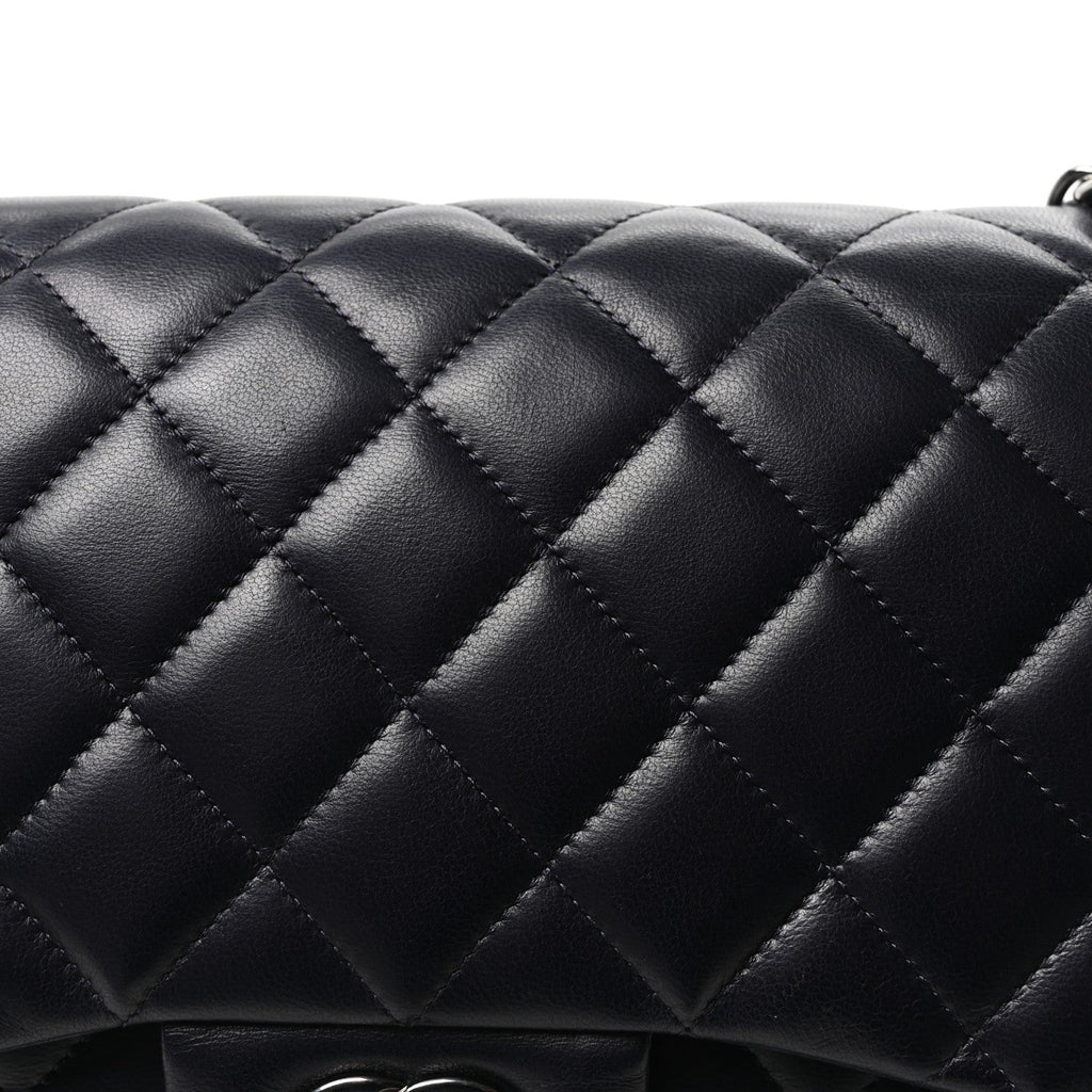 Lambskin Quilted Jumbo Double Flap Navy At My store