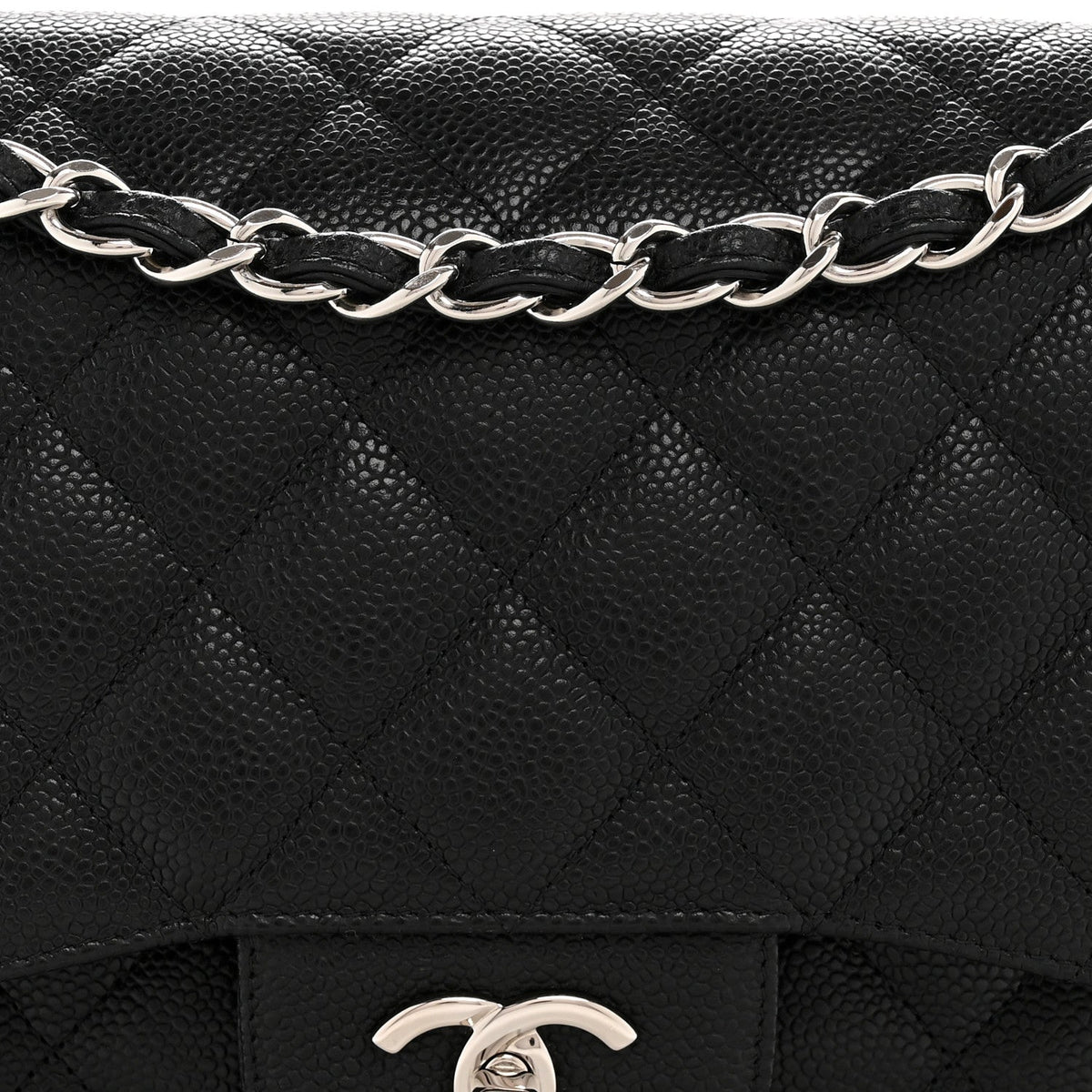 Caviar Quilted Jumbo Double Flap Black At My store