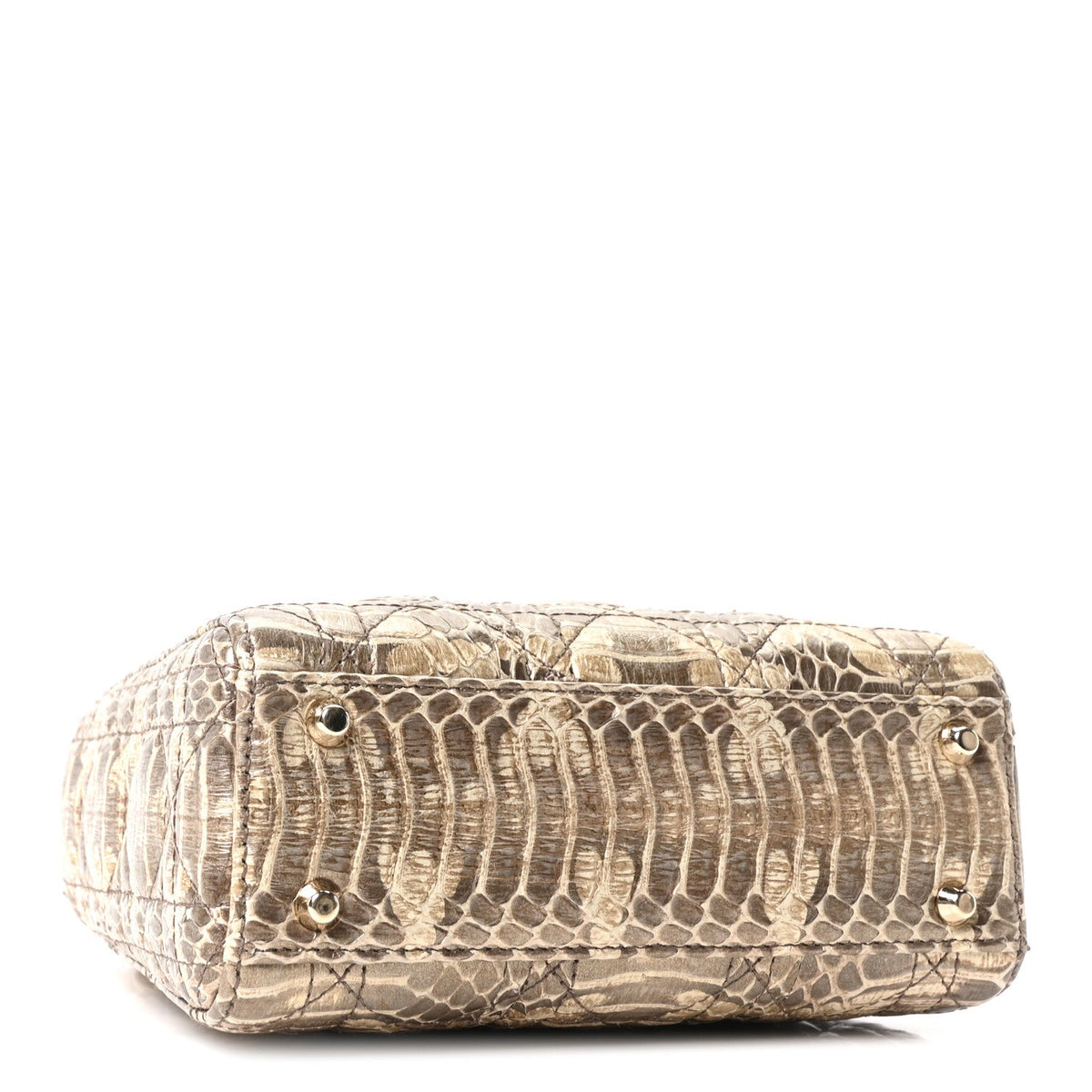 Metallic Snakeskin Cannage Mini Lady Dior Beige AT My store