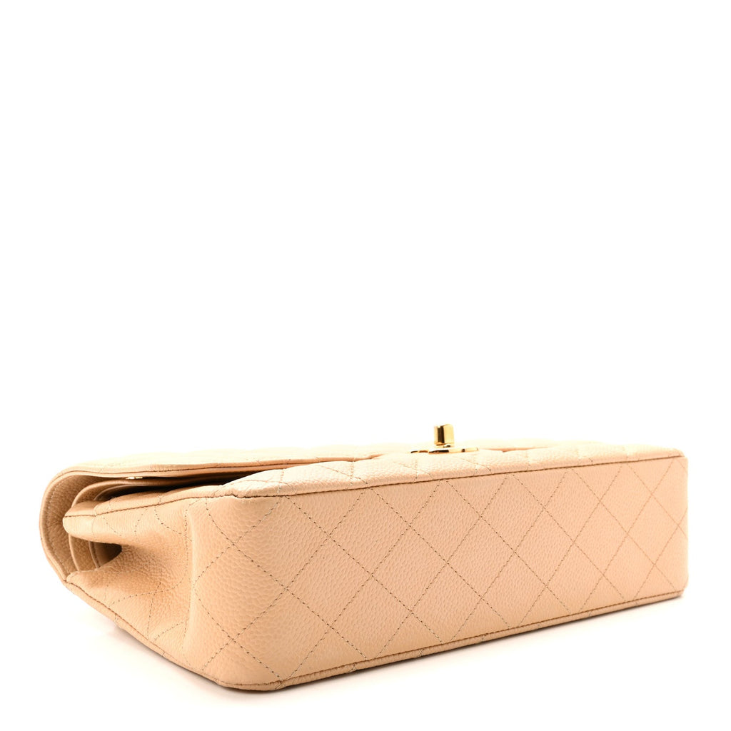 Caviar Quilted Medium Double Flap Beige At My store
