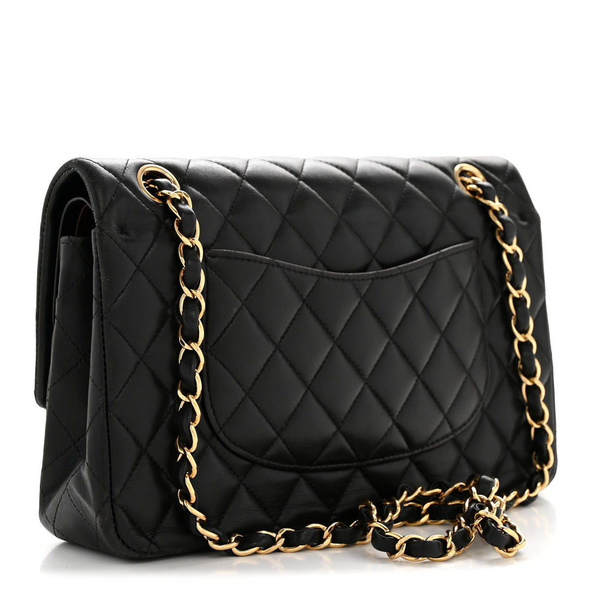 Lambskin Quilted Medium Double Flap Black At My store
