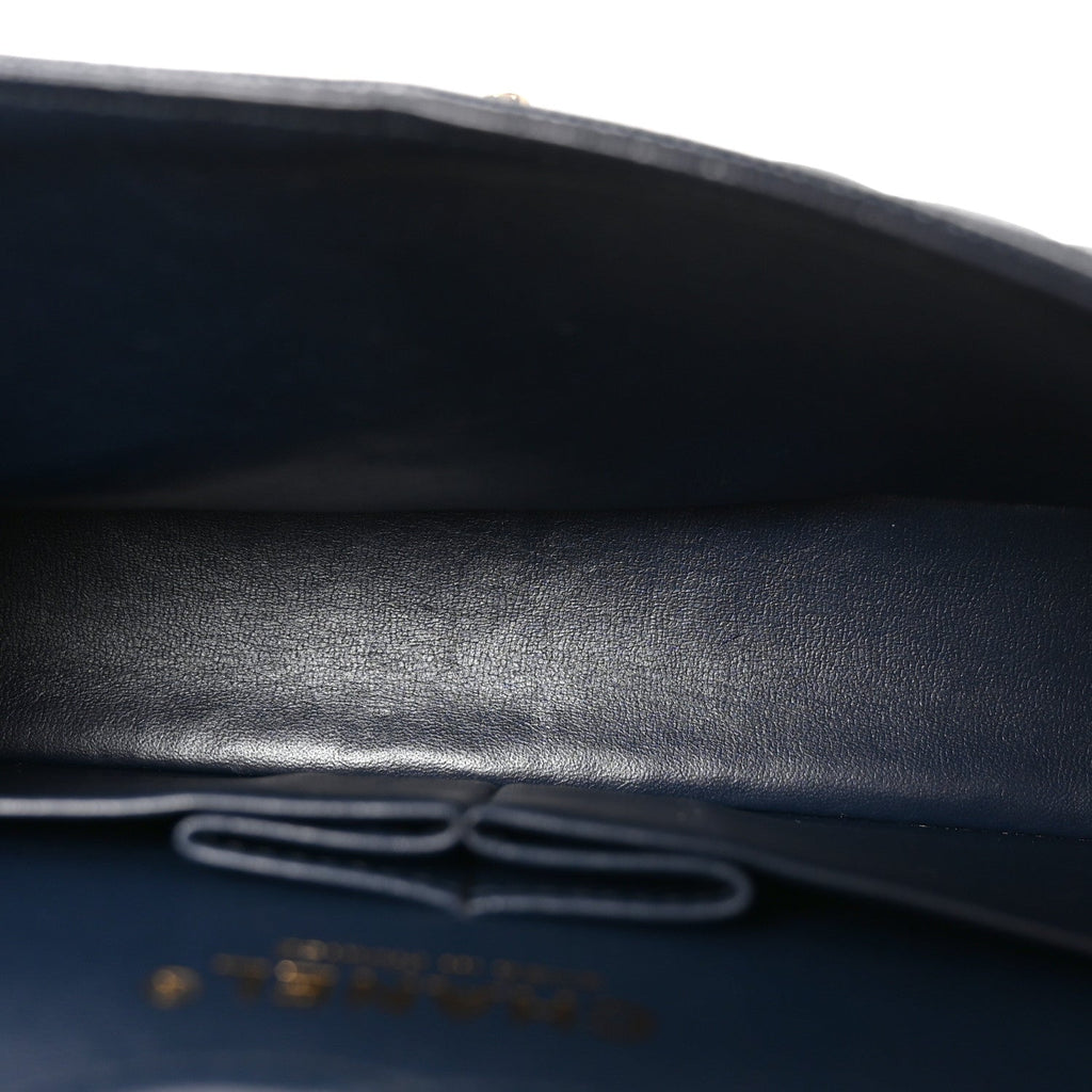 Caviar Quilted Small Double Flap Dark Navy At My store