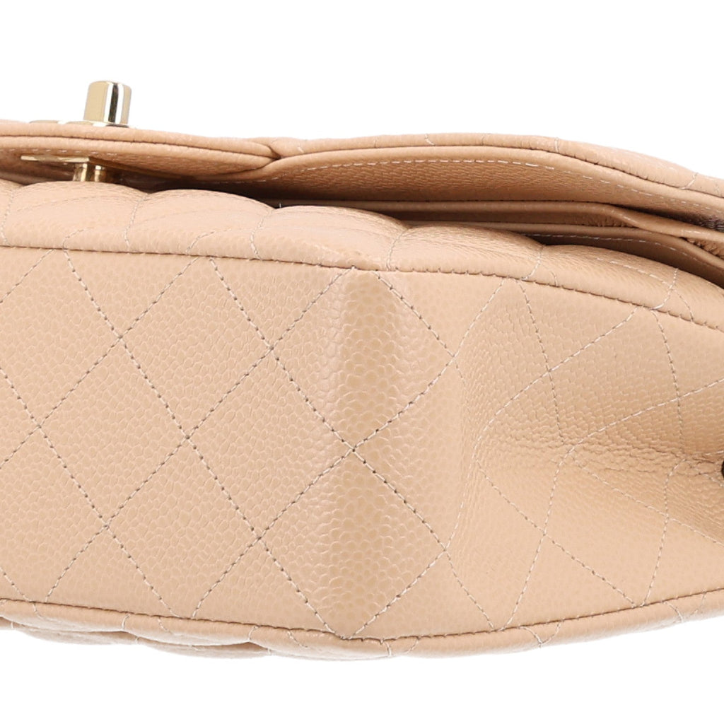 Caviar Quilted Small Double Flap Beige At My store