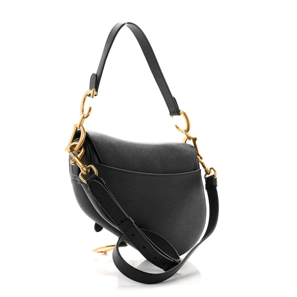 Grained Calfskin Saddle Bag With Strap Black AT My store