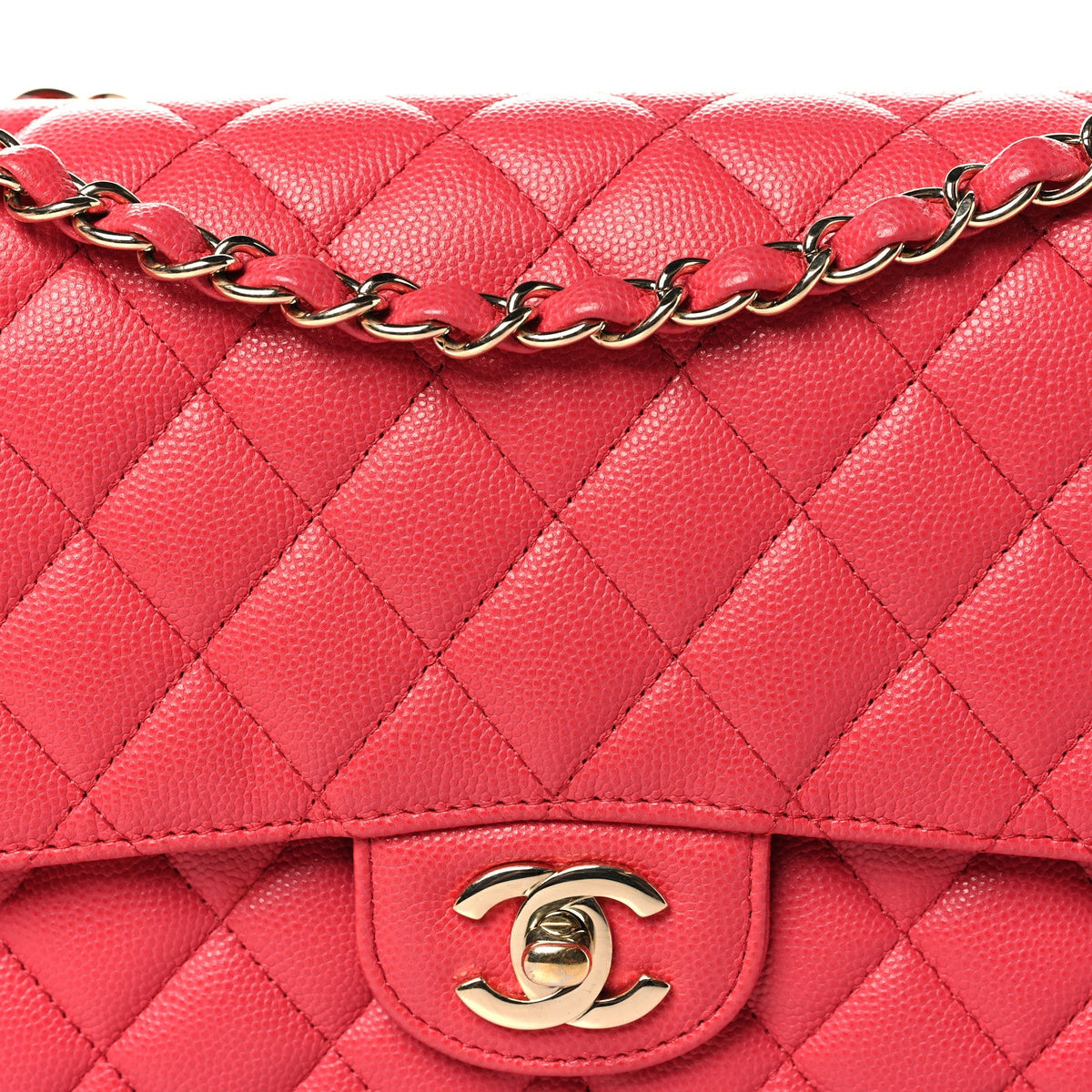 Caviar Quilted Medium Double Flap Red At My store