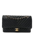 Matte Caviar Chevron Quilted Medium Double Flap Black At My store