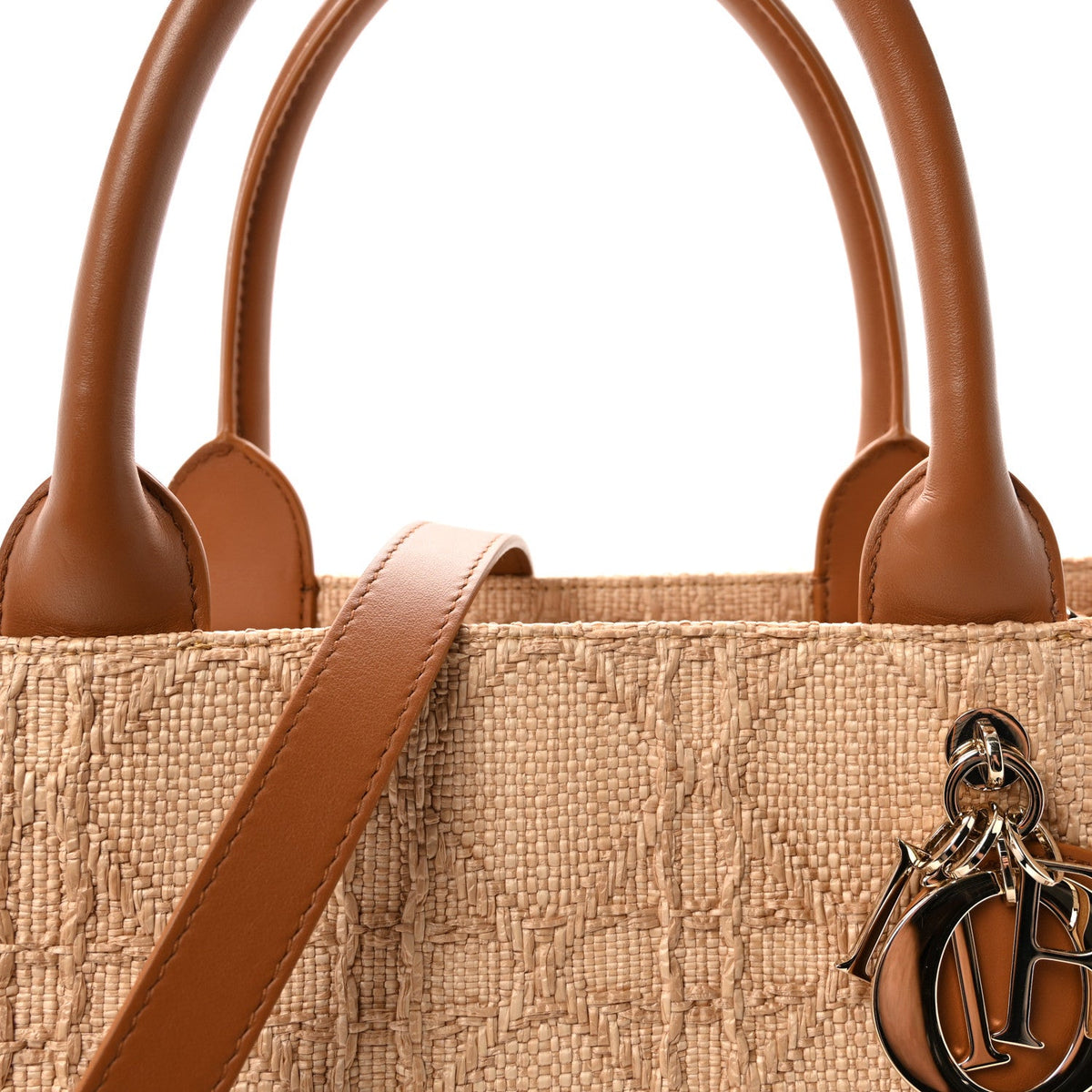 Raffia Macro Cannage Medium Book Tote Natural AT My store