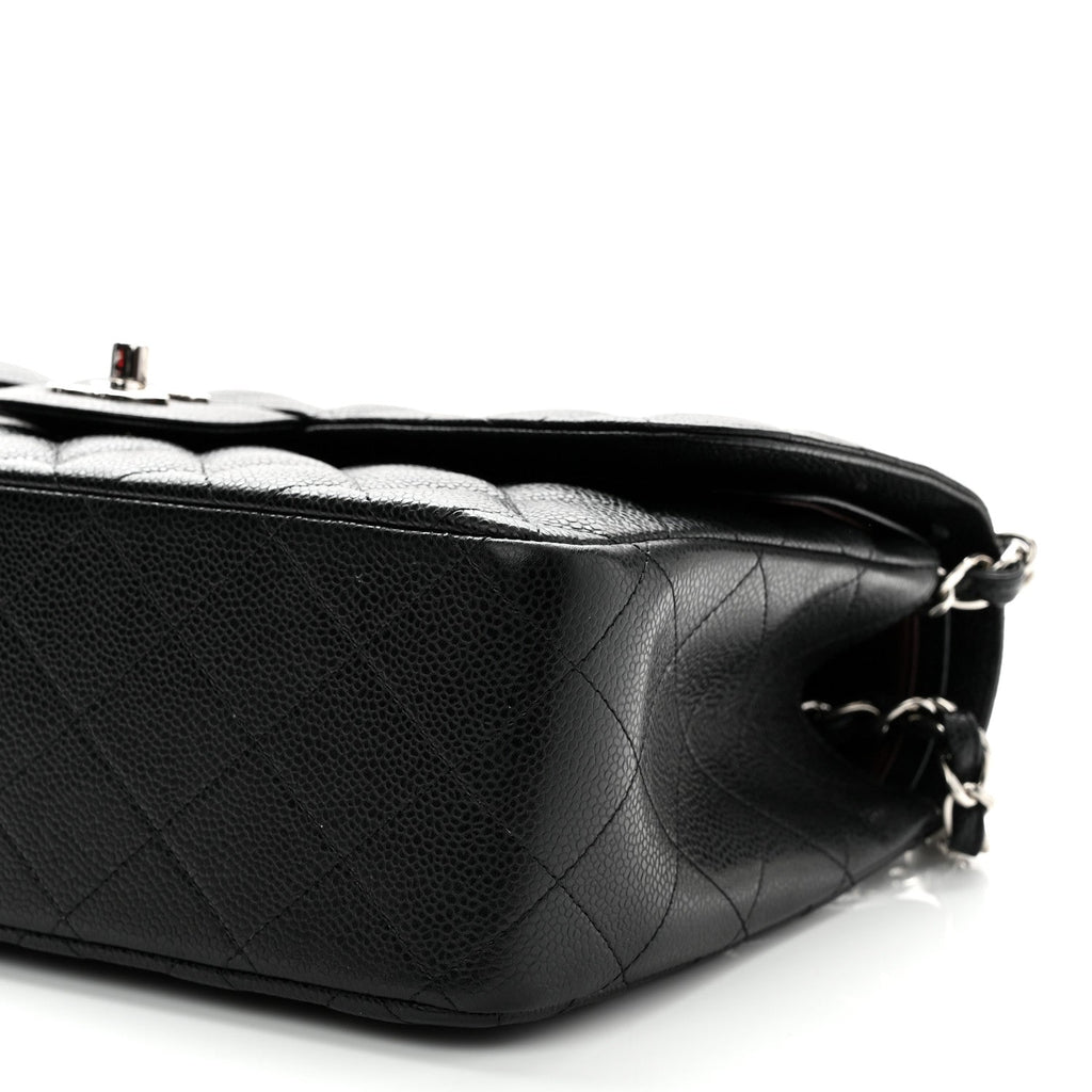 Caviar Quilted Jumbo Double Flap Black At My store